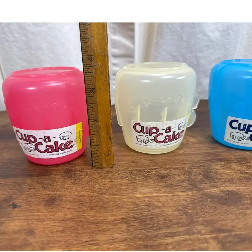 Cup-a-Cake Cupcake Storage Holder Carrier Vintage Red, Clear, & Blue Made in USA